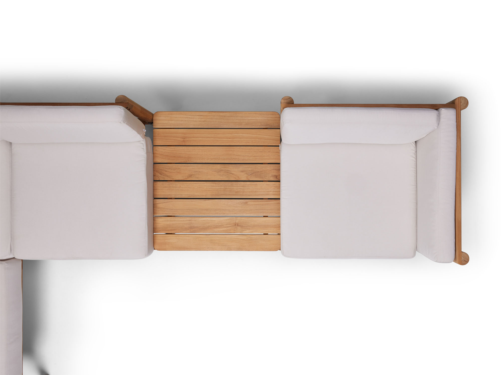 Overhead view of wooden outdoor side table